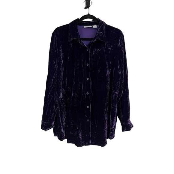 Soft Surroundings Tops - Soft Surroundings Womens Button Up Shirt Size XL Velvet Purple Long Sleeve Goth
